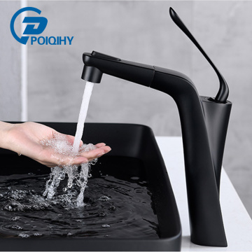 Matte Black Basin Faucets pull out Minimalism Washbasin Faucet Dual outlet water Bathroom sink Crane Cold Hot Water Mixer Tap