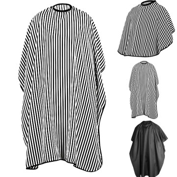 Adjustable Black and White Stripe Hairdressing Gown Hair Cutting/Barbers Cape ISHOWTIENDA