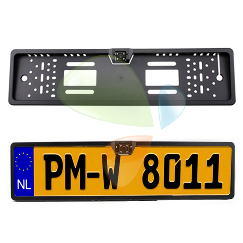 Auto EU Car License Plate Frame High Definition Night Vision Car Rear View Camera Reverse Rear Camera With 4 Led Light