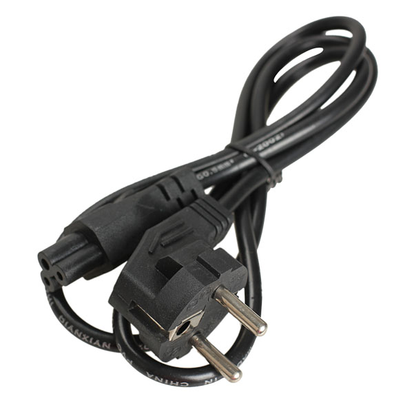 1M EU 3 Prong 2 Pin AC Laptop Power Cord Adapter Cable Black