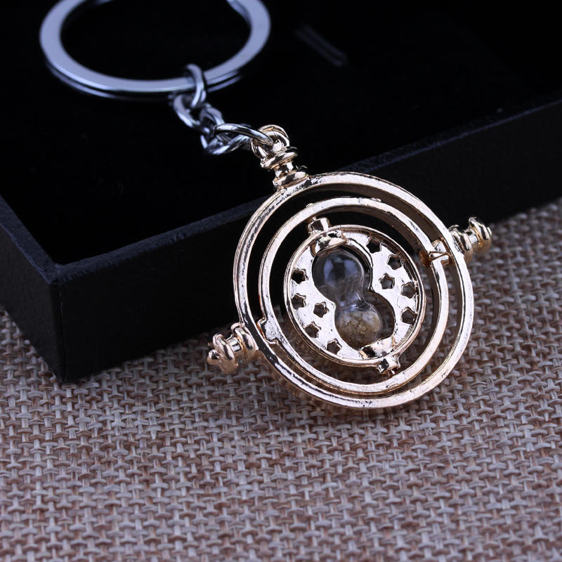 Classic Movie Jewelry Harry TIME TURNER Pendant Keychain Fashion Hourglass Keyring For Car Bag Key Holder