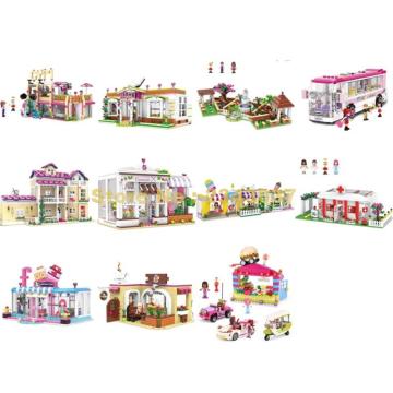 girl school campus restaurant library store shop dormitory medical office bus gym club building block Toy