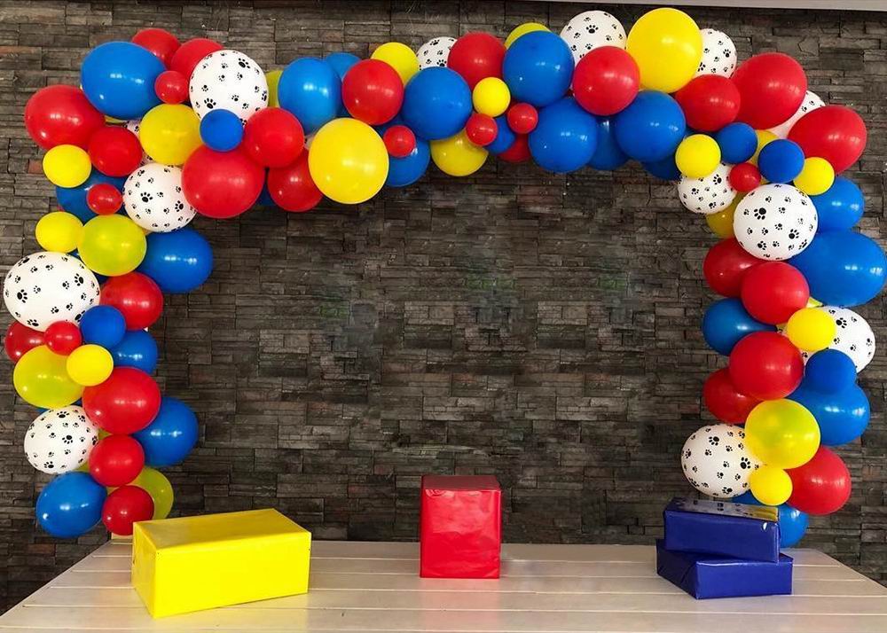 Paw Party Decoration Balloon Garland Arch Kit 102pcs Red Blue Yellow Color Paw Print Latex Balloons Kids Birthday Party Globos
