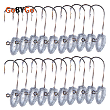 GoByGo 20Pcs/Lot Exposed Lead Jig Head 27mm 3g Barbed Hook Soft Lure Jigging Hook Fishing Hooks Fishing Tackle WLH004