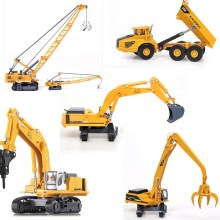 1:87 Alloy car toys for boys Metal Engineering Construction Vehicle Dumper Hammer Cable Excavator Loader Truck Model For Kids