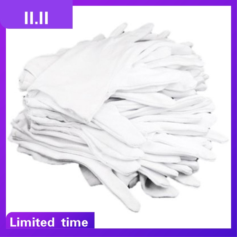 12 PAIRS 100% COTTON WHITE MOISTURISING LINING GLOVE health music work