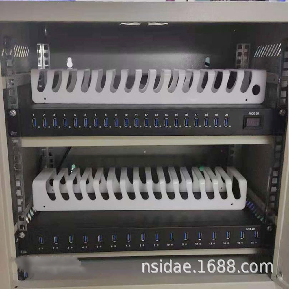 16 port USB charger installed in the cabinet