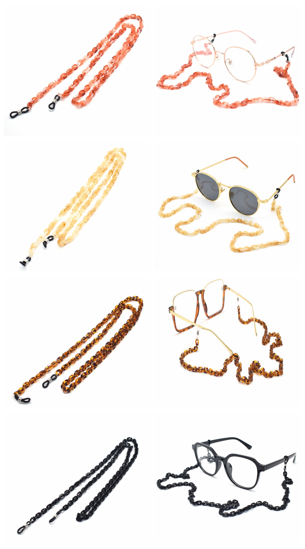 Retro acrylic glasses chain retainer Sunglasses hanging rope support neck reading suitable for women and men