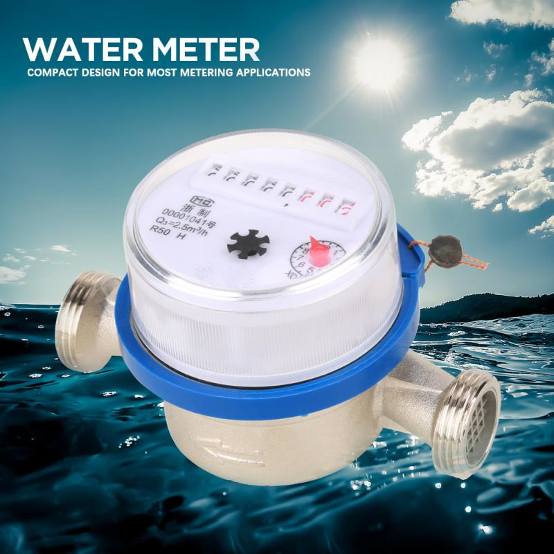 15mm 1/2" Digital Dial Garden Household Water Meter Plastic Cold Water Meter Single Water Flow Dry Table Liquid Measuring Tools