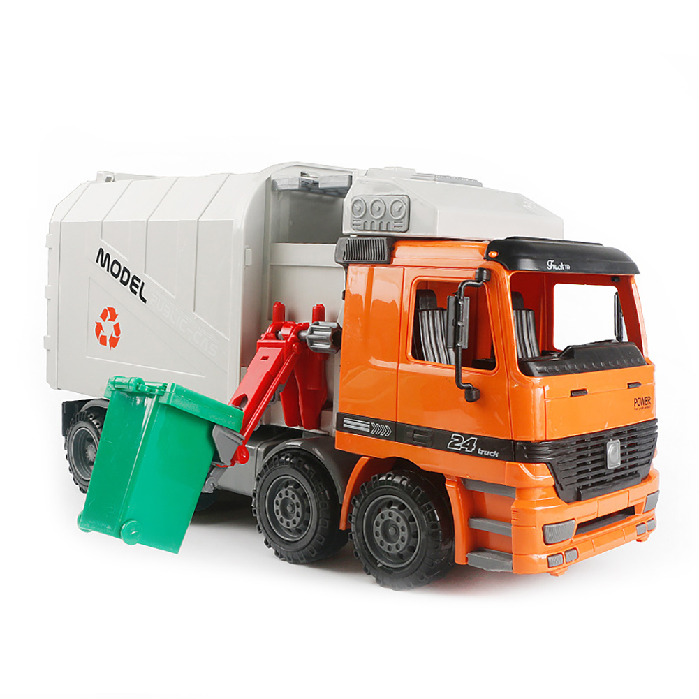 Friction Powered Recycling Garbage Truck Kids Toy with Side Loading Back Dump Diecasts Vehicles Toys
