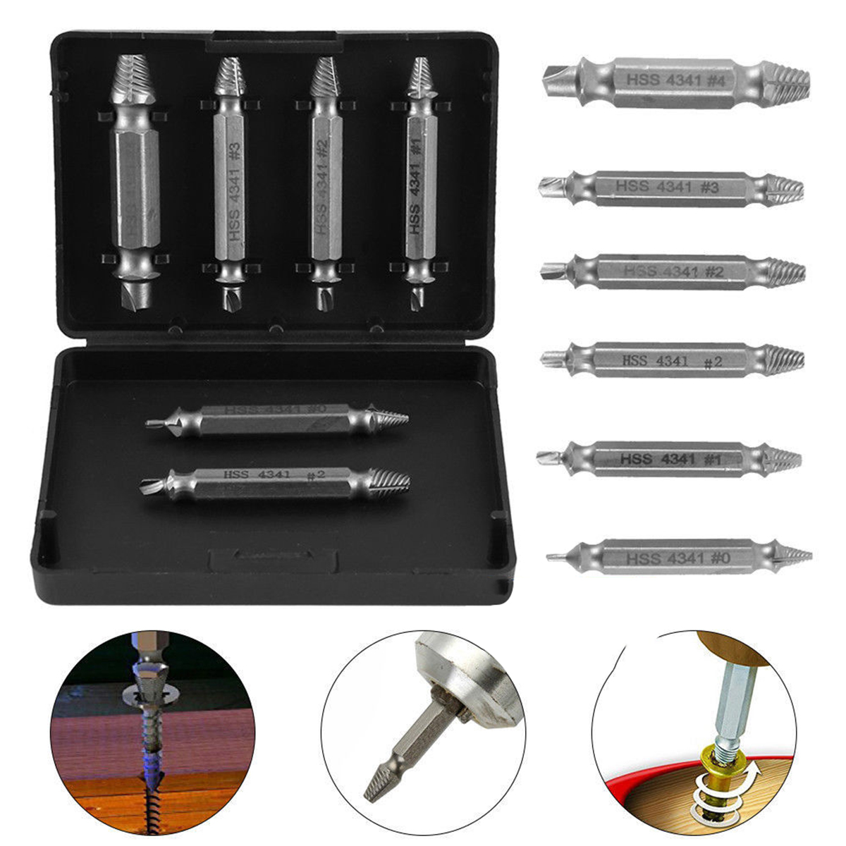 ANENG 6PCS/Set HSS Damaged Screw Extract Or Broken Breakage Heads Crew Extractors Wood Bolts Remover Extract Drill Tool