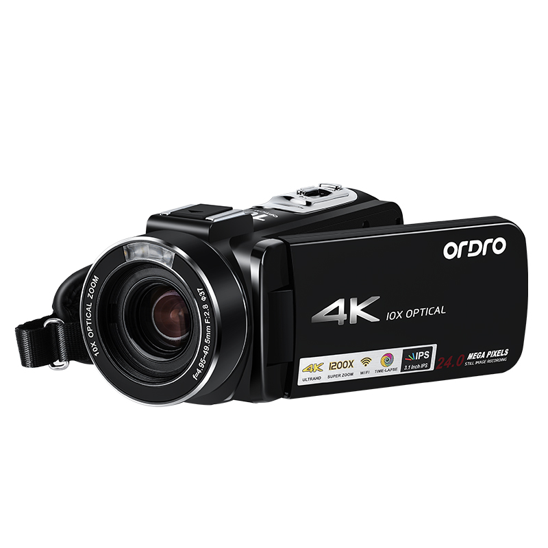 Video Camera 4K Camcorder for Blogger Live Stream Filming, Ordro AC7 10X Optical Zoom YouTube Vlogging Cameras Filmadora