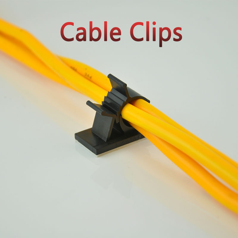 10pcs Cable Clips 0810 Adhesive Backed Nylon Wire Adjustable Cable Clamps Car Wire Tie Amount Holder Black