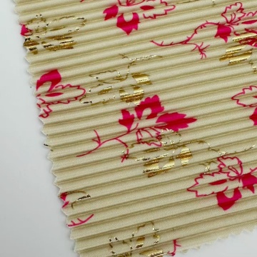 Floral Foil Crinkled Polyester Fabric
