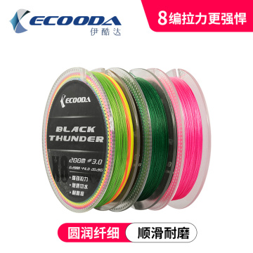 ECOODA BLACK THUNDER 8 Strands Braided Multicolored PE Line Multifilament Fishing Wire Sea Fishing Line 150m 200m 300m