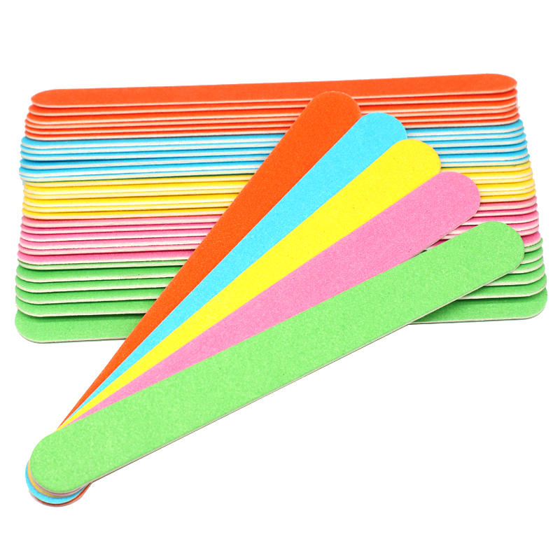 20pcs Straight Wooden Nail Files 180/240 Disposable Sanding lime a ongle Colorful Wood Buffer Manicure UV Gel Nail Polish Files