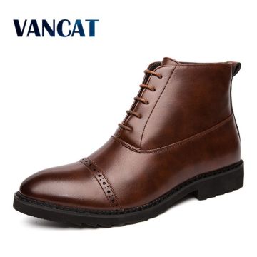 Brand Autumn Winter Men Boots High Quality Leather Men Ankle Boots Luxury Men's Dress Shoes Lace-UP Wedding Shoes Oxford Shoes