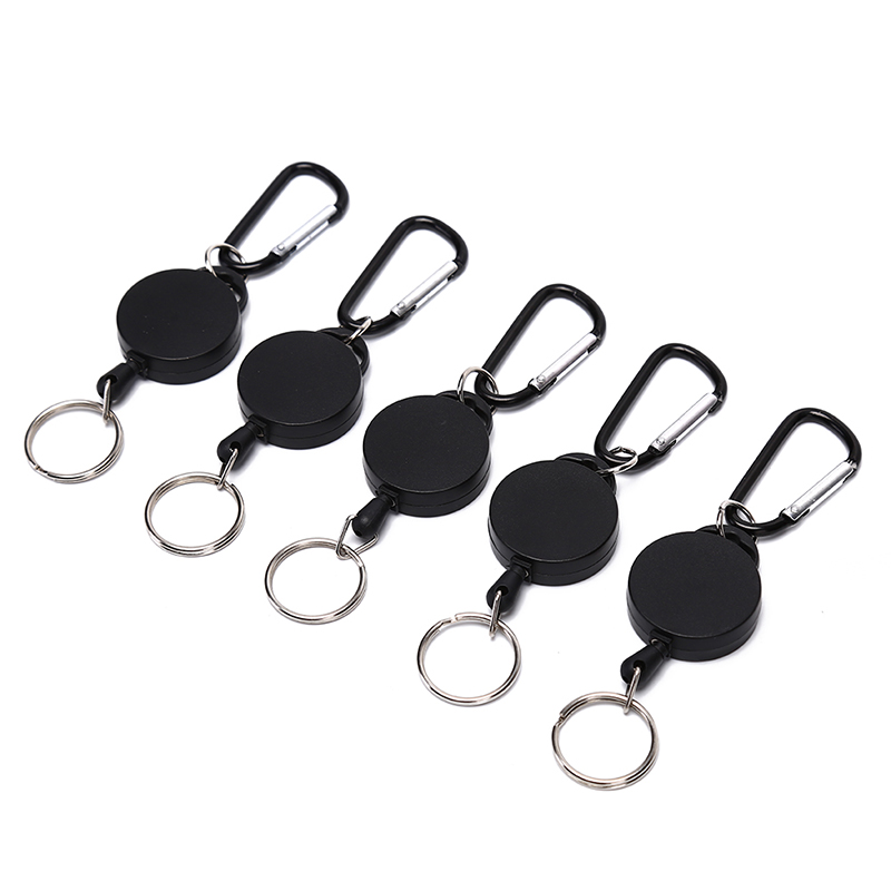 Retractable Pull Key Ring ID Badge Lanyard Name Tag Card Holder Recoil Reel Belt Clip Metal Housing Metal Covers Key Ring