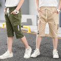 Kids Boys Shorts Children 2020 Summer Teenagers Boys Elastic Waist Cargo Shorts Khaki Beige Army Green Color Child Short Pants