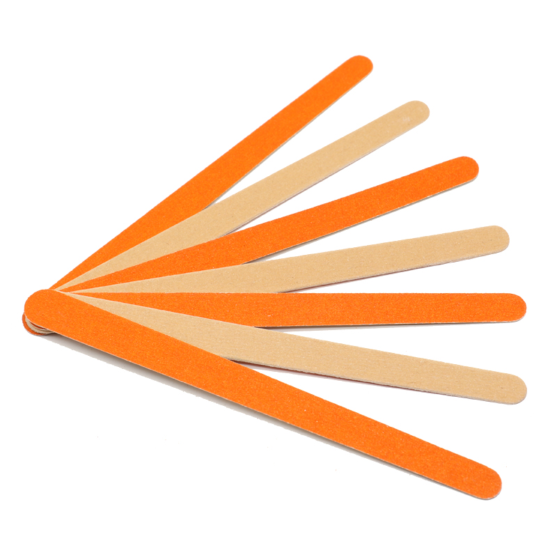 50Pcs Wooden Nail File Slim Wood Nail Buffer 180/240 Double Side Sandpaper Buffing Block Manicure Orange Color Pro lime a ongle