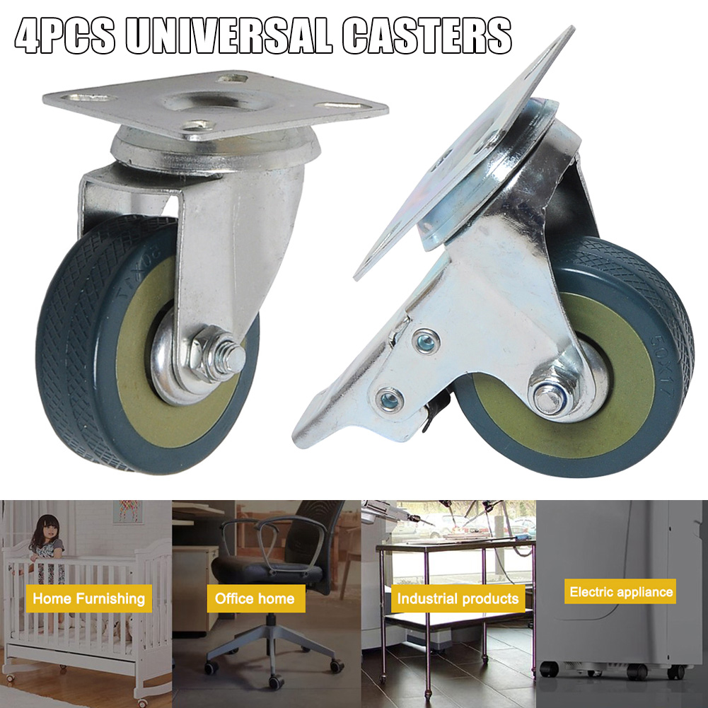 PVC Casters 4pcs Casters Heavy Duty 2/3 Inch Pneumatic Caster Wheels No Noise Wheels LB88