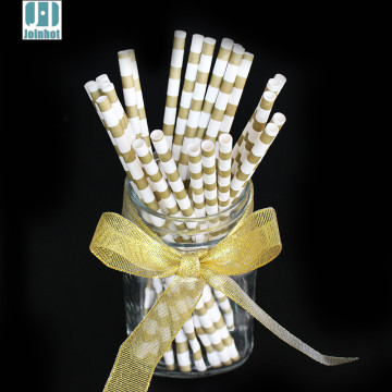 25pcs/lot Golden striped Paper Drinking Straws Drinking Tubes Wedding Birthday Holiday Decoration penis straws