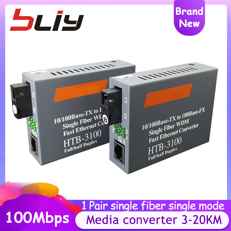 Free shipping 1pair 10/100Mbps adaptive fiber optic switch ethernet media converter netlink 20km SM single fiber