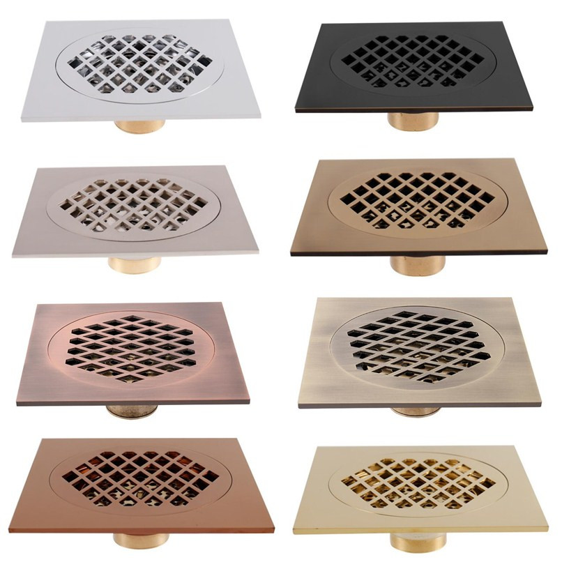 15*15 cm Brass Gold To Prevent Peculiar Smell And Block Floor Drain, Diamond Grid Craft Bathroom Kitchen European Retro Floor