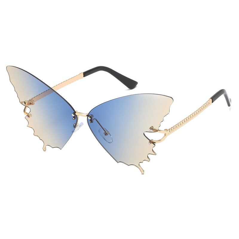 2020 Butterfly Rimless Sunglasses Women Ocean Lens Sun Glasses Oversize Fashion Metal Shades Sunglasses UV400 Glasses Oculos