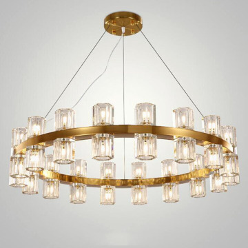 Villa American Living Room K9 Chandelier Crystal Led Round Light Shade Chandelier Light G4 Rod Suspend lighting fixture