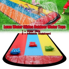 480x210cm Inflatable Water Slide Outdoor Lawn Garden Swimming Pool Slide Games 1-3 Children Adult Wave Rider Summer Water Toys