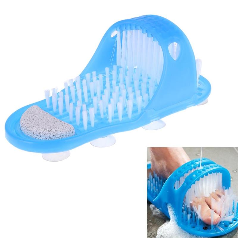 Plastic Bath Shoe Remove Dead Skin Massage Slipper Foot Scrubber with Brush for Feet Bathroom Products Foot Care Blue