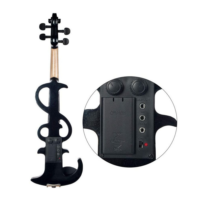 ZONAEL Full Size 4/4 Violin Fiddle Solid Wood Electric Silent Style-3 Ebony Fingerboard Pegs Chin Rest Tailpiece