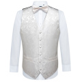 White Folral Suit Vests Mens Silk Waistcoat Vest Classic Handkerchief Bowtie Butterfly Handkerchief Set Barry.wang Designer