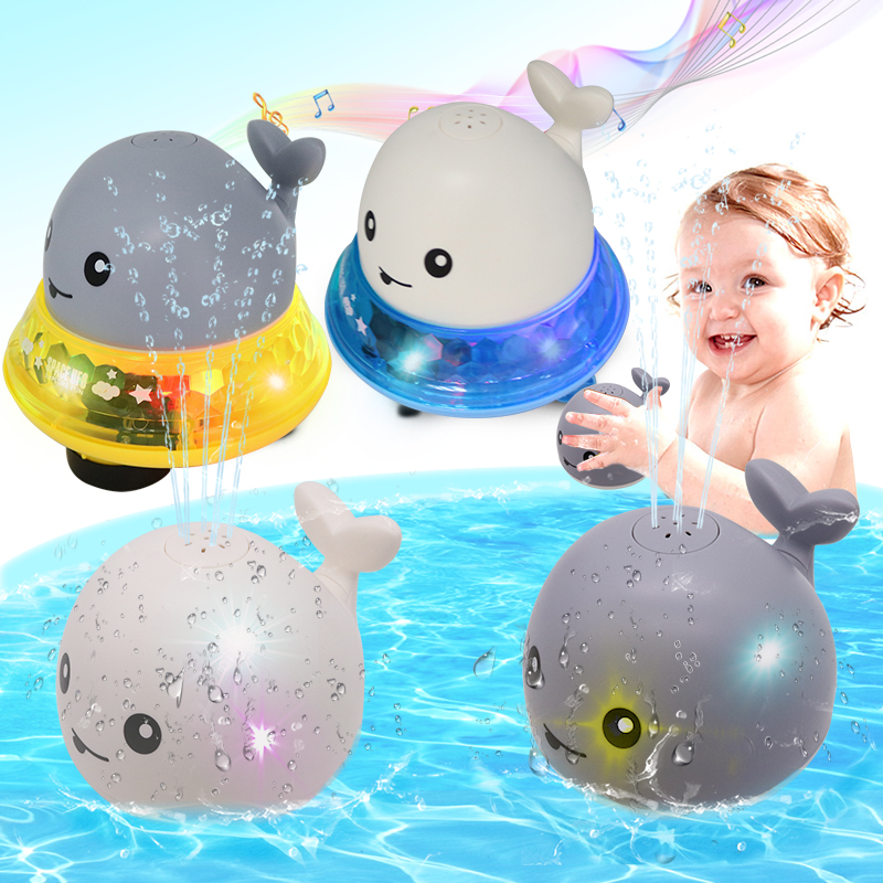 Creative Water Spray Bath Toy Whale Shape Led Light Water Spray Ball Baby Bath Water Toys Automatic Induction Toys For Kids Gift