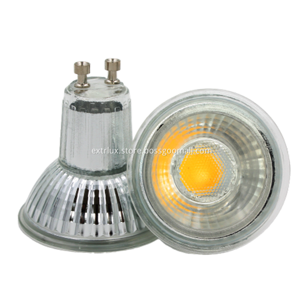 LED GU10 5W 60° COB dimmable spotlights glass