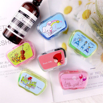 Colored Contact Lens Case with Mirror Women Cute Contact Lenses Box Eyes Contact Lens Container Lovely Travel Kit Box 1pcs