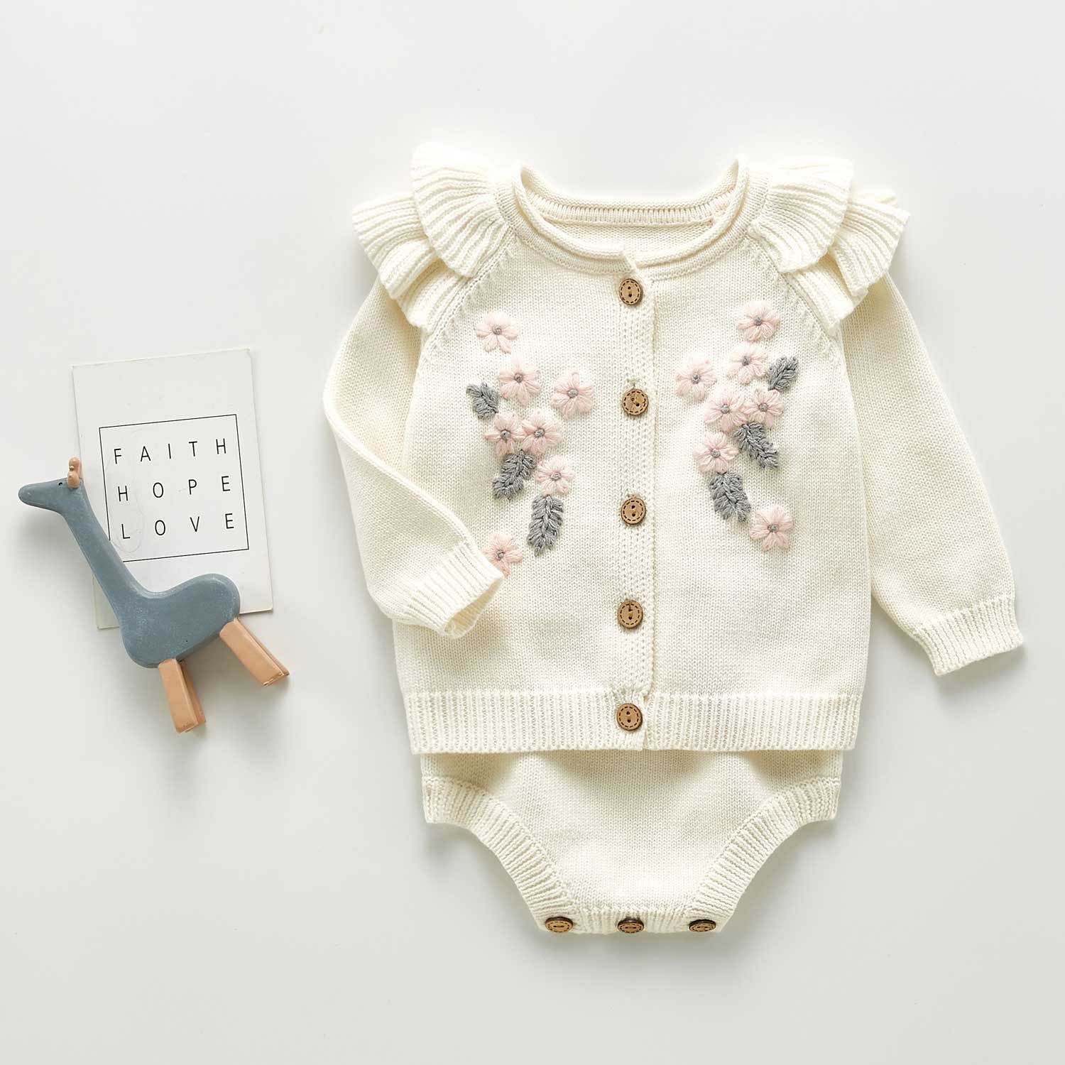 Baby Sweater Flower Embroidery Newborn Girls Sweaters Cardigans Autumn Toddler Boys Knitwear Jackets Winter Children Knit Tops