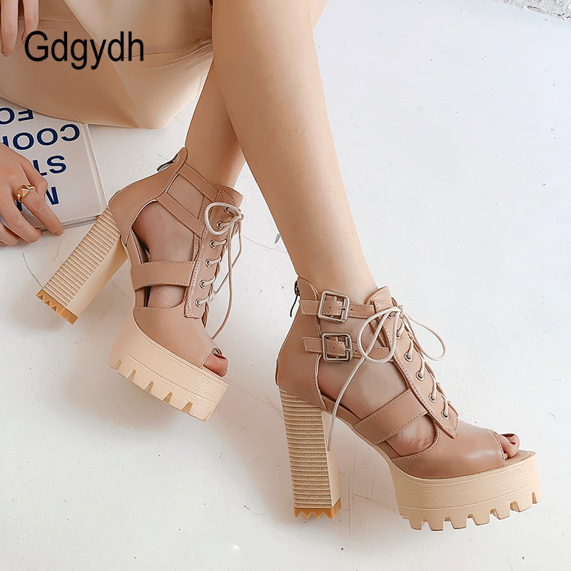 Gdgydh Extrme High Heels Sandals Women Gladiator Shoes For Women Fashion Buckle Crose-tied Platform Sandals Party Wedding Shoes