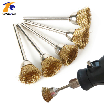 TUNGFULL 5pcs Brass Wire Brushes Dremel Accessories For Dremel Rotary Tools U Shape Diameter 15mm Shank Diameter 3mm