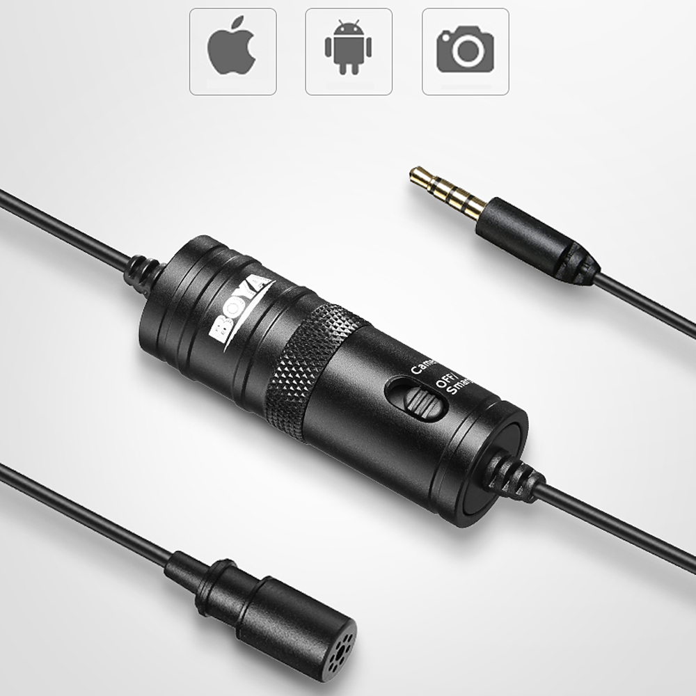 Official Original BOYA BY-M1 Lavalier Microphone Camera Video Recorder for iPhone Smartphone For Canon Nikon DSLR Zoom Camcorder