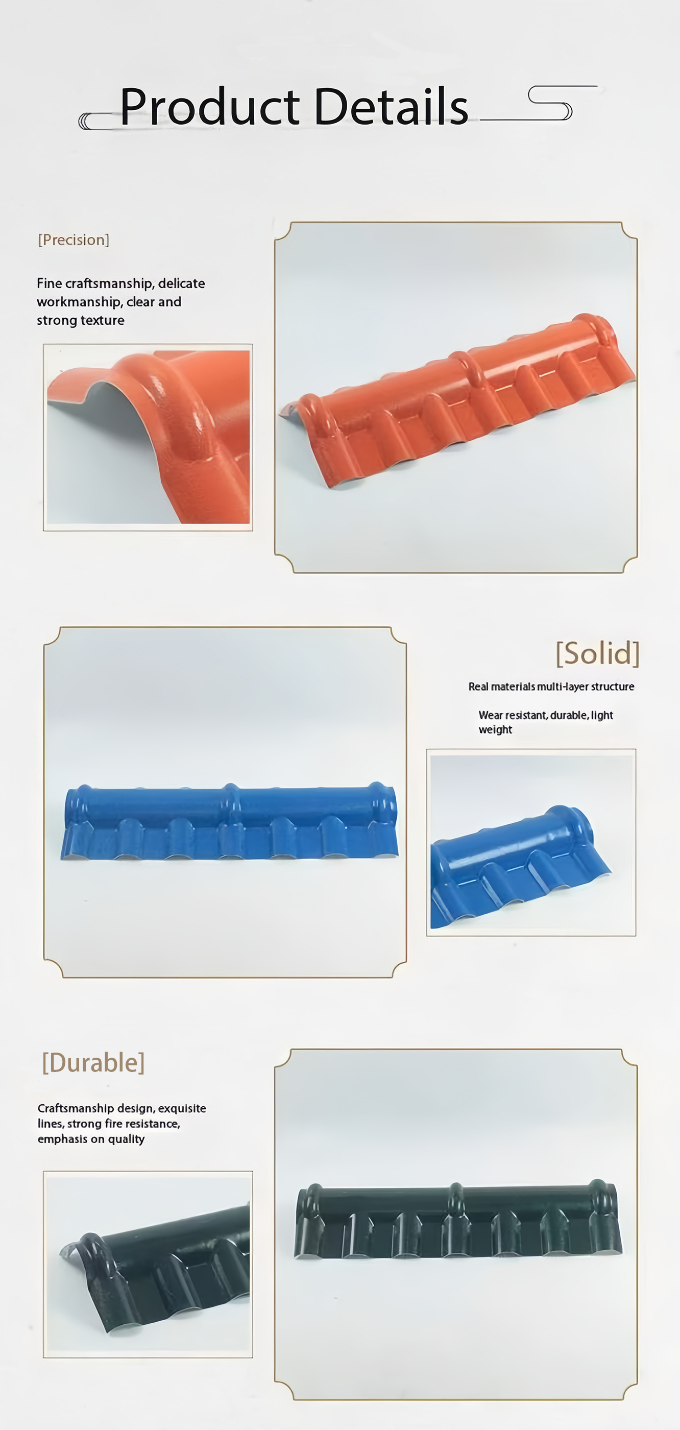 Details of Main Ridge Tile  fitting for Resin Tile