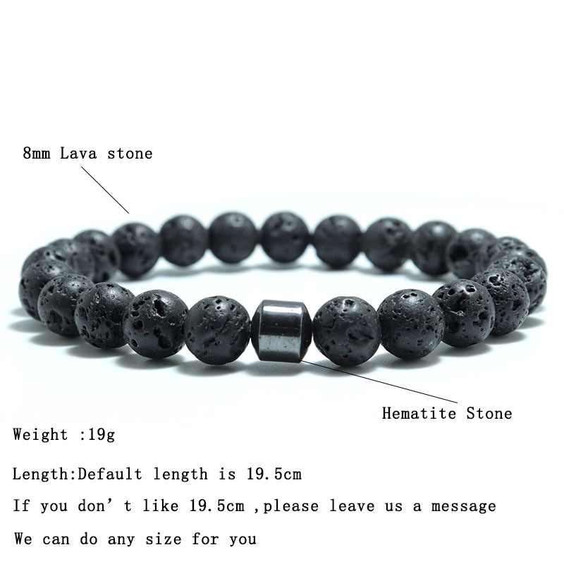 Noter Natural Stone Bracelets Male Minimalist Map Lava Tiger eye Brazalete For Hombre Buddha Braslet 8mm Hematite Strand Braclet