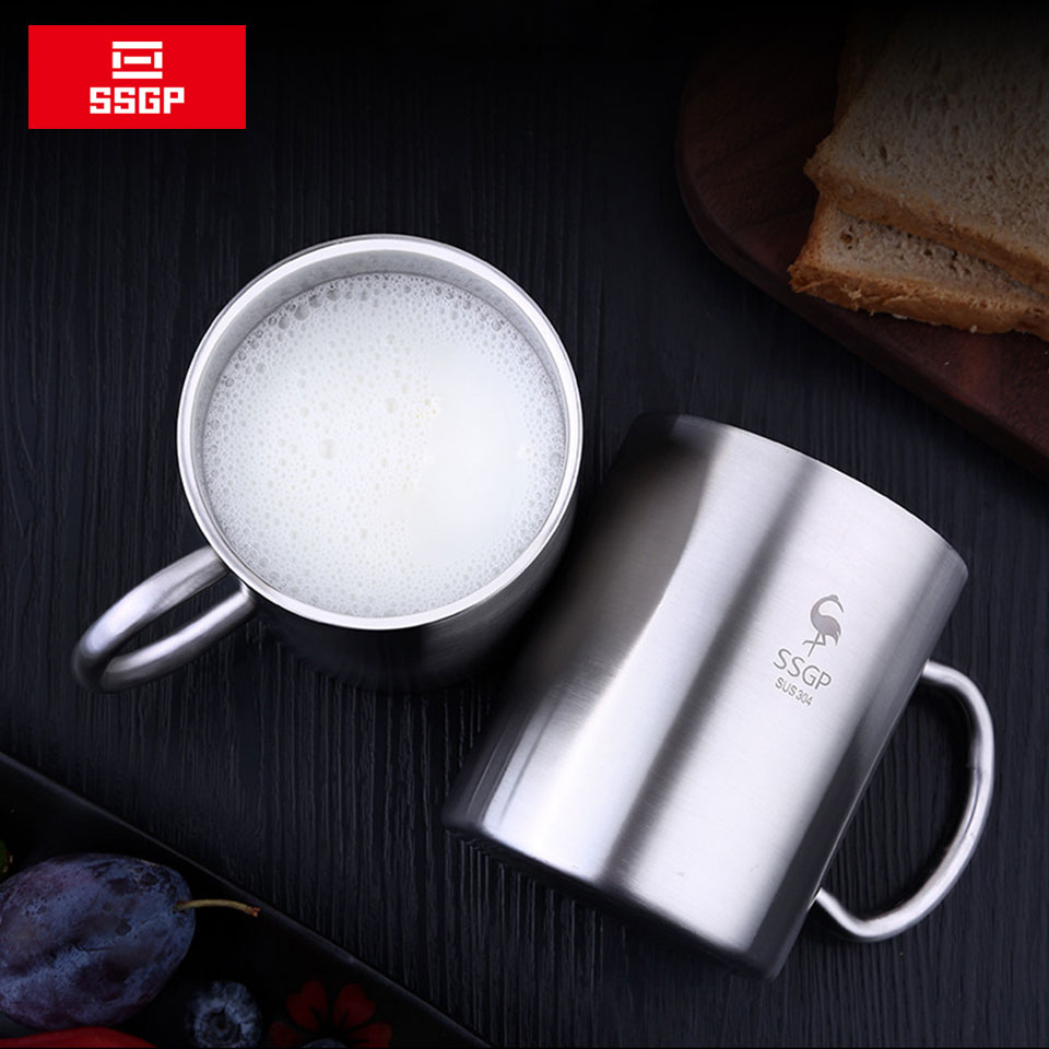 304 Stainless Steel Coffee Mug Double Layer Anti-Scald Cup Drinking/Beer/Water/Tea Anti Fall Metal Travel Tumbler High Quality