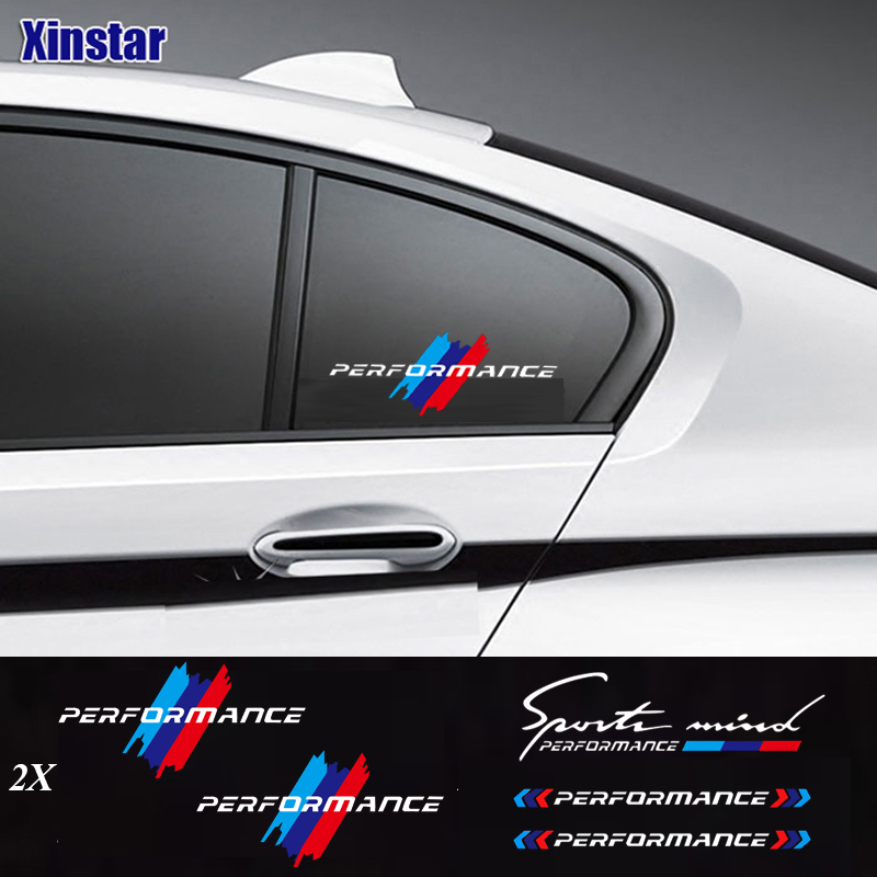 2pcs M Power Performance Car Windows Sticker For BMW E36 E39 E46 E60 E61 E64 E70 E71 E85 E87 E90 E83 F10 F20 F21 F30 E80 M3 M5