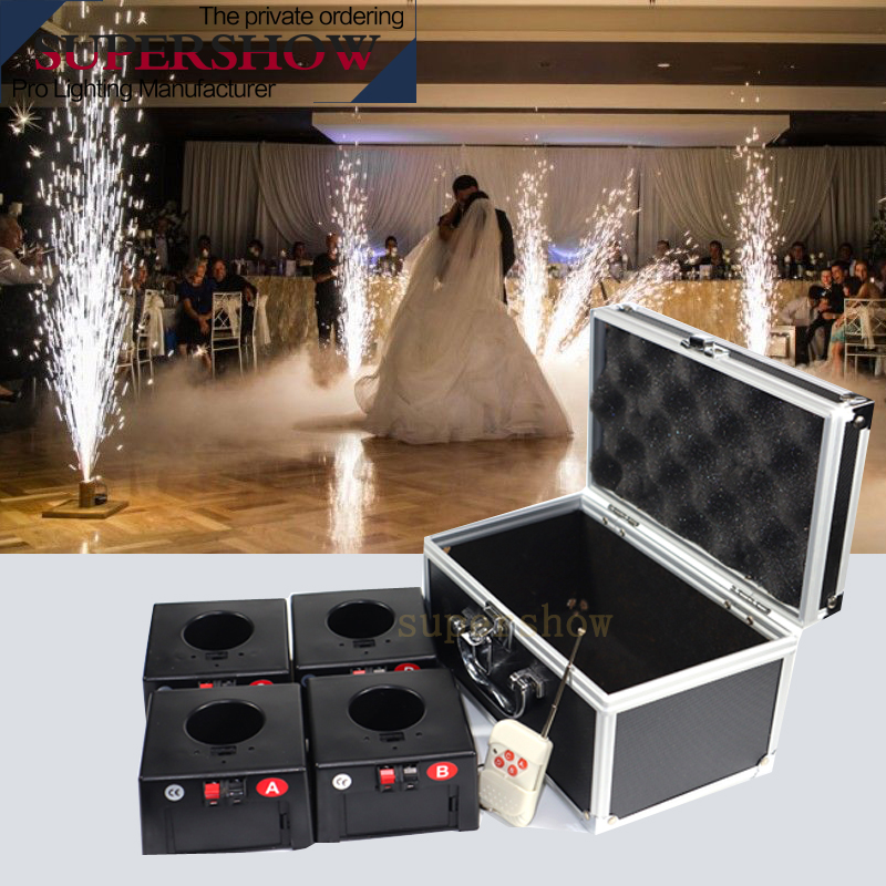 4 Cues Receiver Wedding Sparking machine Stage Effect Fountain Remote Control cold fireworks system for wedding stages