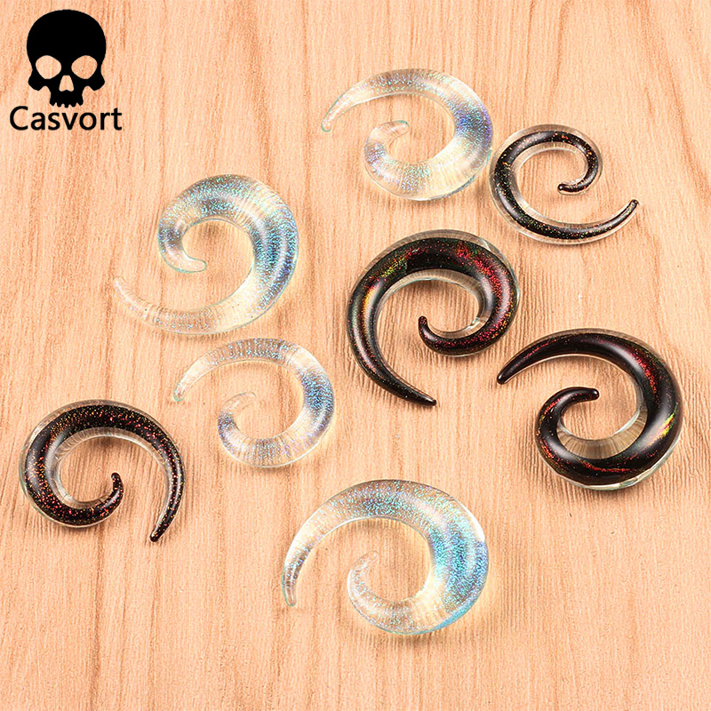 Casvort 2PCS New Piercing Ear Gauges Glass Ear Plugs Tunnels Expander Body Jewelry Stretcher Fashion Earrings For Gift