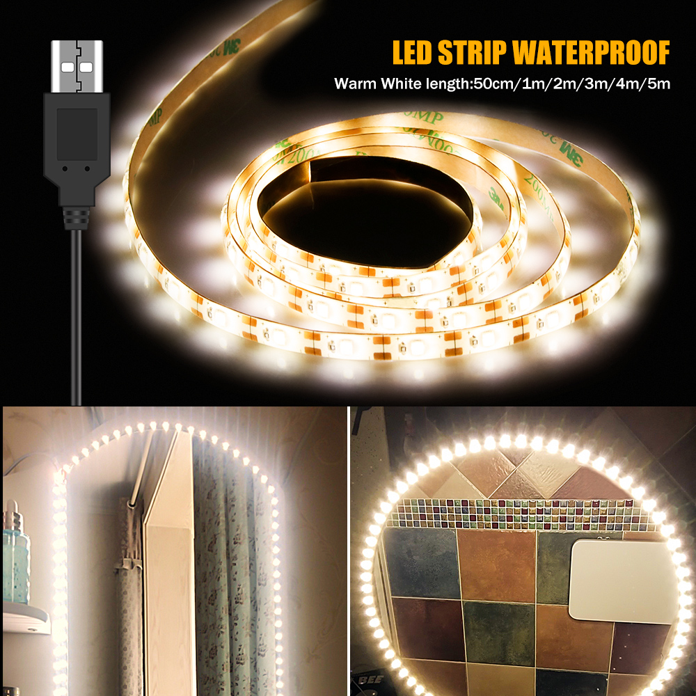 5M Tocador con espejo Makeup Vanity Lighting USB 5V Decor Dressing Table Bathroom Mirror Lamp Led Make Up Mirror Beauty Light