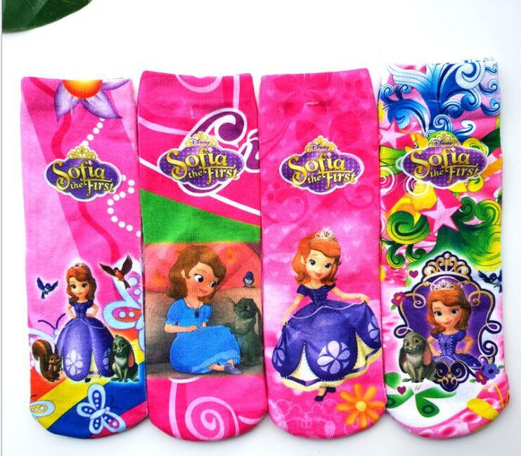 Children Disney Cartoon Socks Pixar Cars Boy Socks Frozen Princess Elsa Sofia Girls Socks Size 15-18CM For Kids 3-10T