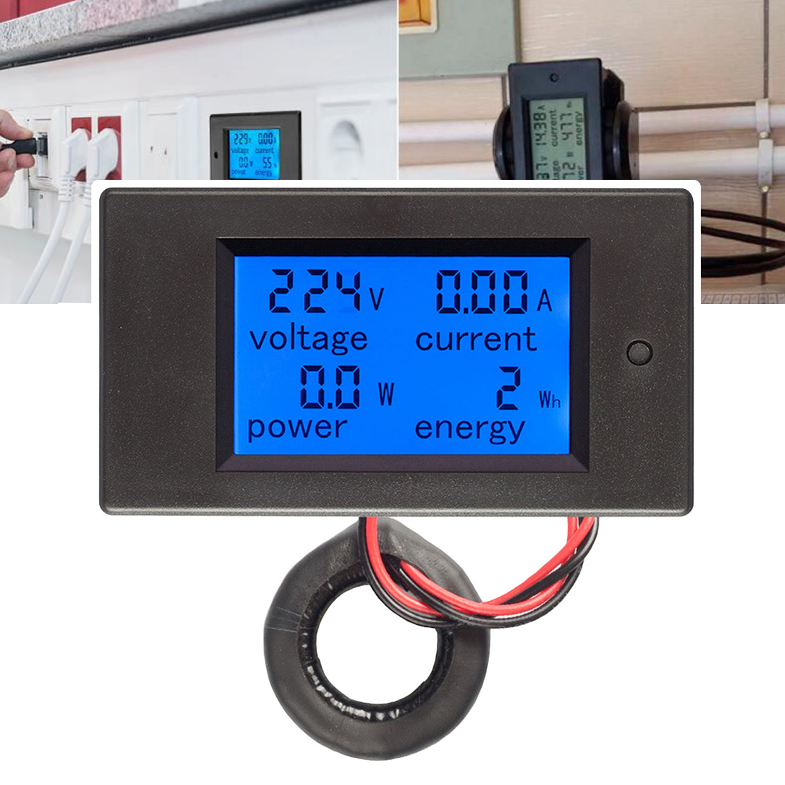 100A AC 80~260V Power Meter Accurate Voltmeter Ammeter KWh Watt Energy Meter Voltage Current Power Monitor Tester Electric Meter